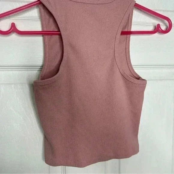 SWS Essentials Tank Top Cropped Ribbed Racerback Pink Size Medium - Picture 15 of 16